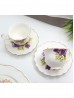 Porcelain Pansies 2 Cups and 2 Saucers With Gift Box